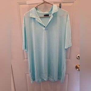 PGA Tour Men’s Light Aqua Striped Polo